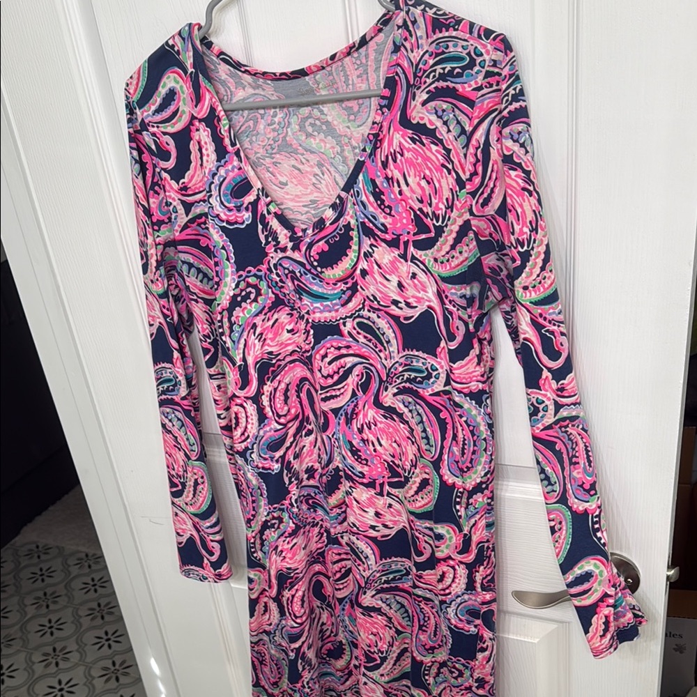 Vibrant Pink and Blue Paisley Dress